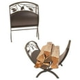 thumbnail image 4 of Panacea Compact Foldable Powder-coated Steel Oak Leaf Log Bin w/Pan, Brown, 4 of 9