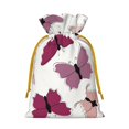 thumbnail image 2 of ZICANCN Christmas Gift Bags, Pink Butterflies Seamless Texture Reusable Fabric Drawstring Storage Bags with Drawstring, Small Size, 2 of 7