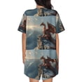 thumbnail image 6 of Daiia Red Dragon Mountain Sunrise Pattern Womens Pajama Sets Short Sleeve Pajamas for Women Sets Soft Lounge Sets Casual Round Neck Sleepwear PJS-Large, 6 of 7