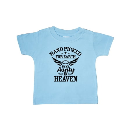 

Inktastic Handpicked for Earth By My Aunty in Heaven with Angel Wings Gift Baby Boy or Baby Girl T-Shirt