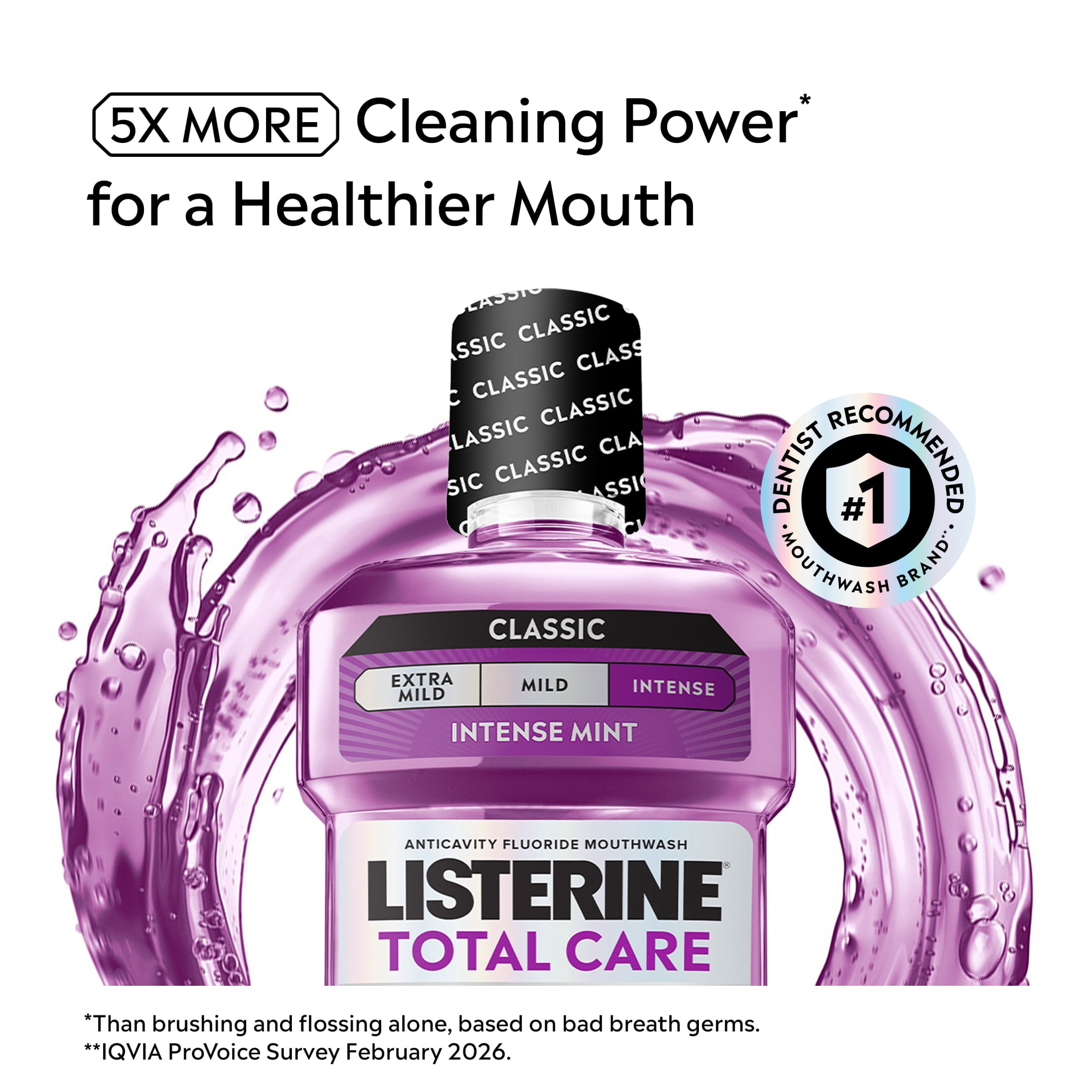 Listerine Total Care Intense Anticavity Fluoride Mouthwash, Intense Mint, 1 L