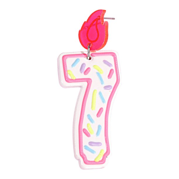 Fiudx Pendientes de Acrílico con Elegante Diseño de Vela de Cumpleaños En Forma de Dona, Llamativos Números Del 0 Al 9, Ligeros y Cómodos, Accesorio de Moda para Uso Diario, Idea de Regalo Única.