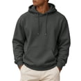 thumbnail image 2 of Domuza Fleece Sweatshirts Hoodies for Men Fall Winter Casual Drawstring Athletic Basic Fit Hooded Pullover with Pockets, 2 of 8