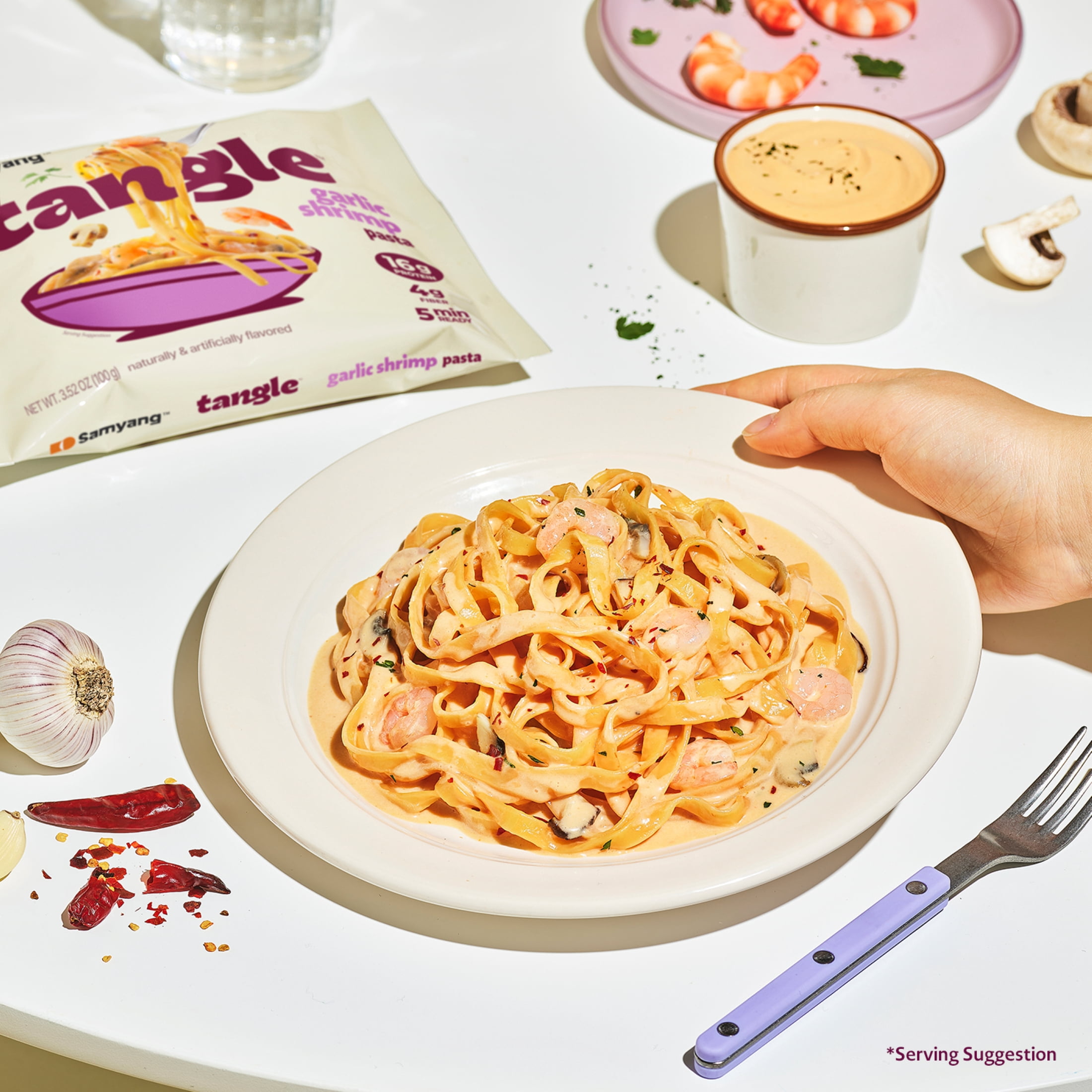 Tangle Garlic Shrimp Instant Pasta, 4 Pack, 3.52 oz Bags