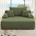 thumbnail image 2 of Leumius Boneless Couch, Lounge Chair corduroy with Wide Armrest & Throw Pillows, Cozy Boneless Sleeper Sofa Bed Armchair with Cup Holder for Living Room, Bedroom, No Assembly Required,Green, 2 of 9