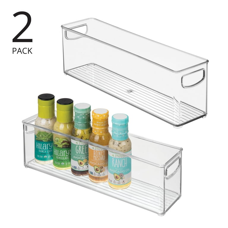 mDesign Small Plastic Kitchen Storage Container Bin with Handles, 2 Pack,  Clear 