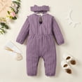 thumbnail image 3 of Younger Tree Baby Girl Romper Infant Fall Winter Clothes Ruffle Sweater Long Sleeve Bodysuit Jumpsuit and Headband for 3-6 Months, 3 of 7