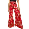 thumbnail image 2 of Qiylii Women Boho Summer Beach Cover Up Pants Causal Wide Leg Tie Waist Floral Printed Palazzo Flowy Pants, 2 of 4