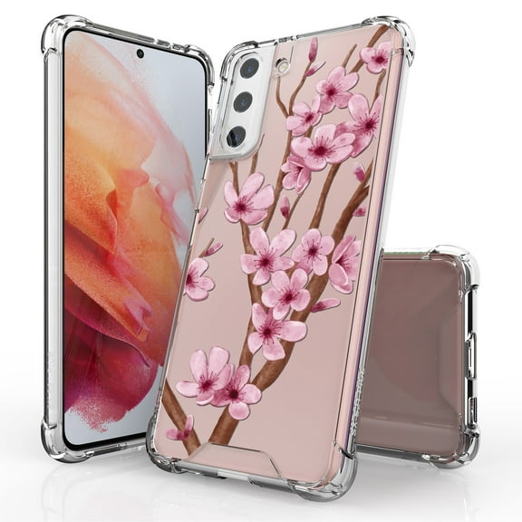 ANJ  Hybrid Slim Hard Back Cover Case Flexible Bumper for Samsung Galaxy S21 Plus - Winter Blossom