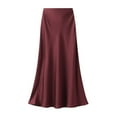 thumbnail image 1 of Falda de satén de cintura alta para mujer - Vestido elegante con cremallera y corte en A - Poliéster - M-XL, 1 of 2