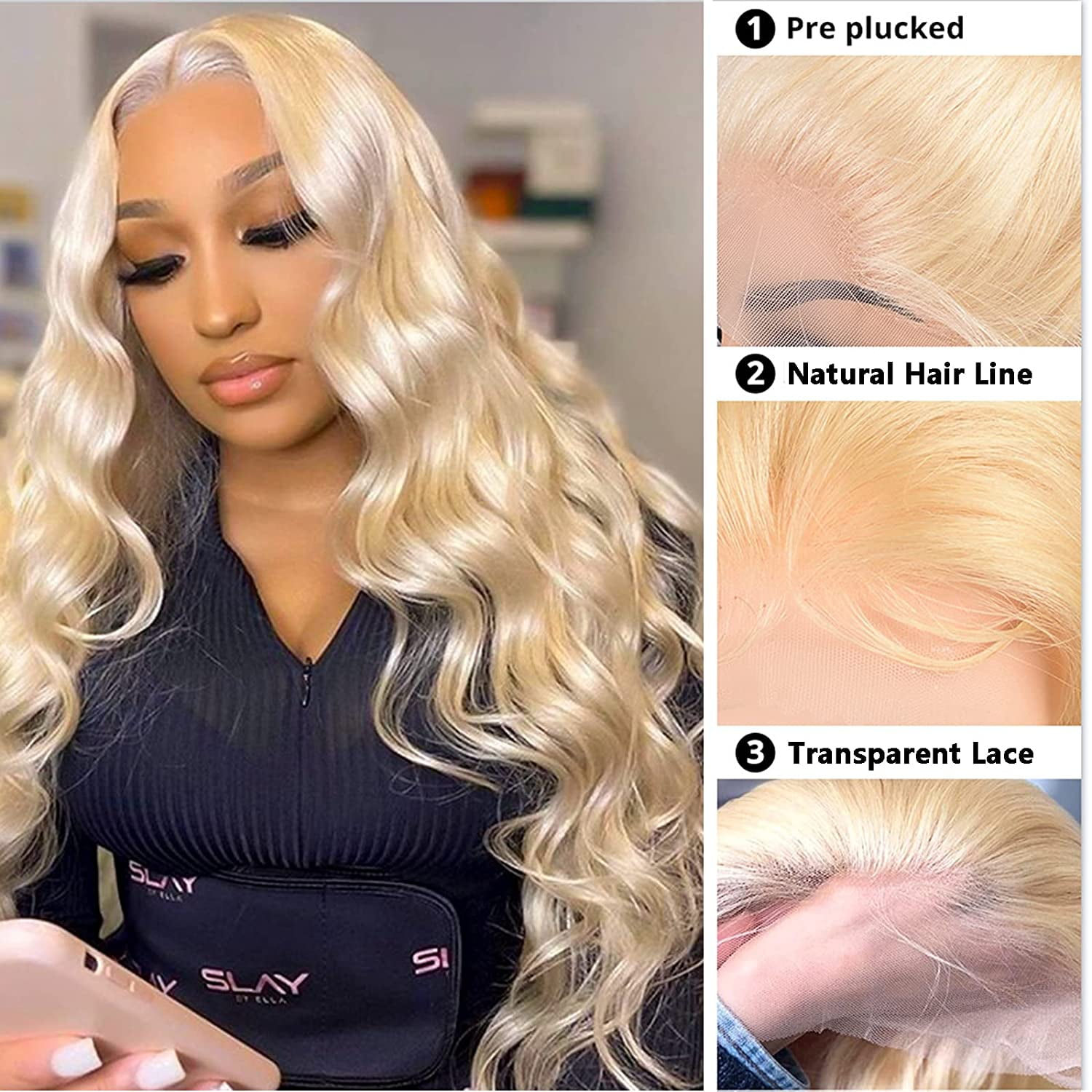 613 Lace Front Wig Human Hair Pre Plucked Brazilian Straight Wig For Women 613 Frontal Wig Blonde 13x4 Lace Front Wigs Human Hair 150% Density Transparent Lace with Baby Hair (18 inch, 13x4 Body)