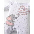 thumbnail image 3 of Newborn Baby Girl Elephant Style Long Sleeve Heart Shaped Ruffle Romper and Headband Outfit Set White, 3 of 6