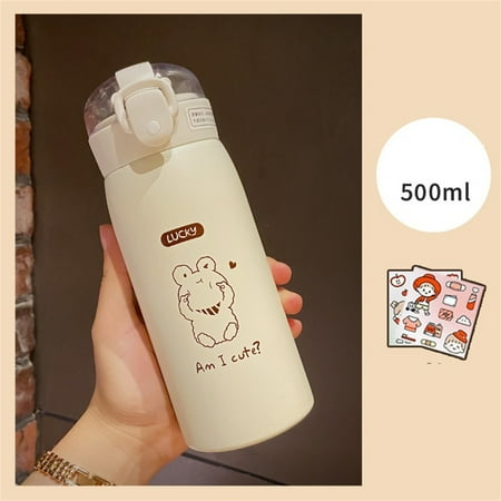 

350/500Ml Stainless Steel Water Bottle With Straw Portable Insulated Cup