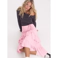 thumbnail image 6 of Women'S Boho Wrap Front Self Tie Knot Ruffle Hem Split Midi Skirt Pink XXL, 6 of 8