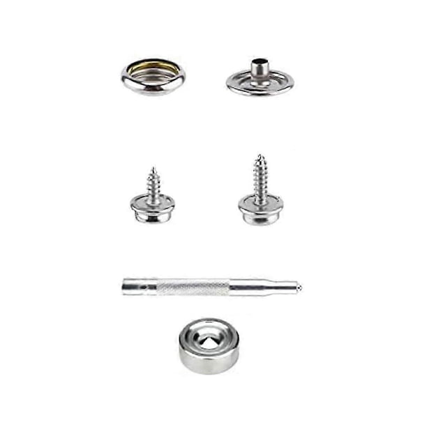 120pcs Snap Fasteners Kit, Marine Canvas Snaps With 2pcs Setting Tool Stainless Steel Snap Buttons Snaps With Screws