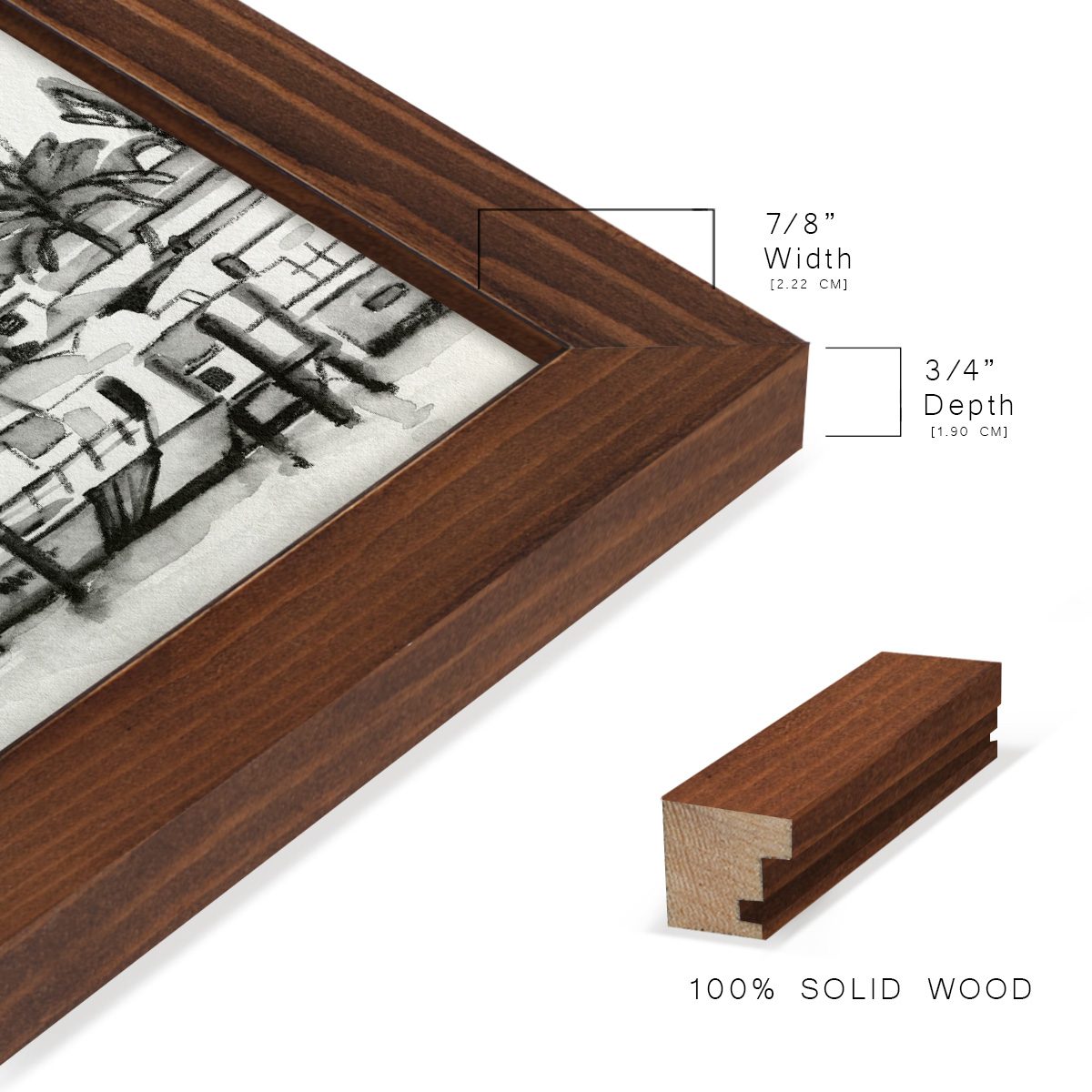 Neutral Tropics IV - Framed Print w/glass - Chestnut