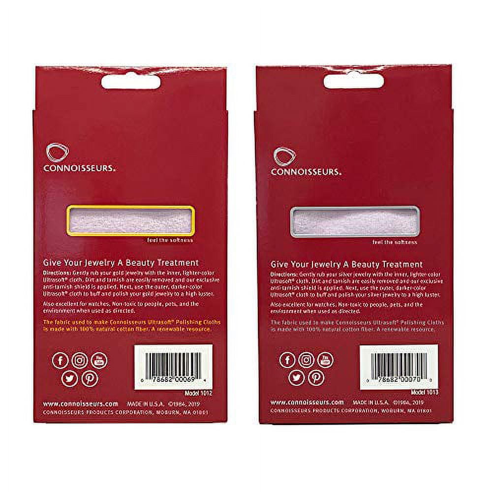 Connoisseurs Premium Edition Extra Large Polishing Cloth Set for Silver & Gold Jewelry, 2 Count