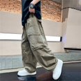 thumbnail image 6 of YunPes Boys Baggy Cargo Pants Lightweight Quick Dry Crinkled Wide Leg Pants Trendy Youth Handsome Streetwear Bottoms with Flap Pockets, 6 of 8