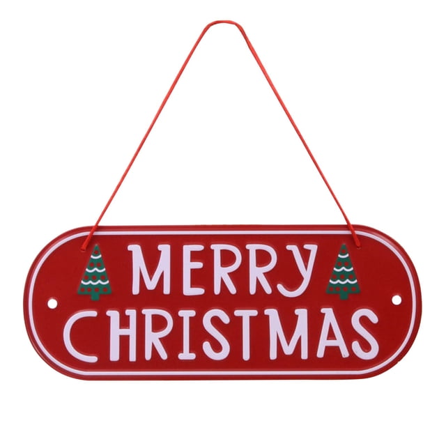 Letrero navideño de metal de hierro para colgar en la pared de la puerta de Navidad, adornos para árbol de Navidad