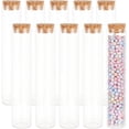 thumbnail image 1 of Paquete de 10 tubos de ensayo de vidrio planos de 80 ml con corcho - Botellas de laboratorio transparentes para especias, sales de baño y recuerdos de boda (6,14" de alto, 1,18" de ancho), 1 of 7