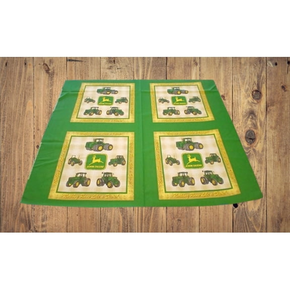 John Deere Squares Cotton Fabric Panel (Panel)