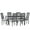 Gray, variant on Noble House Fescue Fabric Upholstered Wood and Cane Expandable 7 Piece Dining Set, Gray