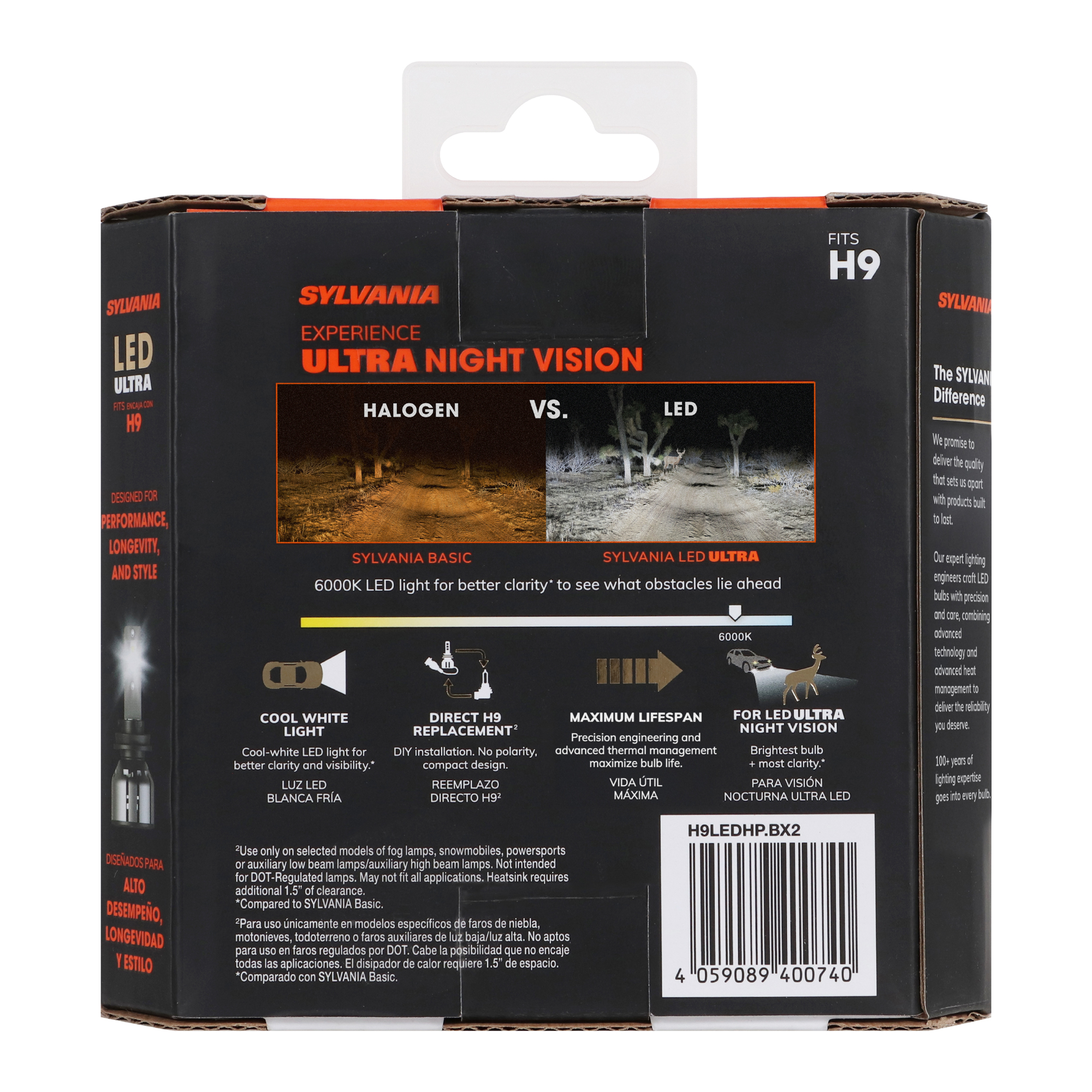 SYLVANIA H9 LED Ultra - Fog Lights For Cars and Trucks - Headlight Bulbs for Off Road Powersports - 6000k Cool White LED Light - Maximum Lifespan - No Polarity - DIY Upgrade