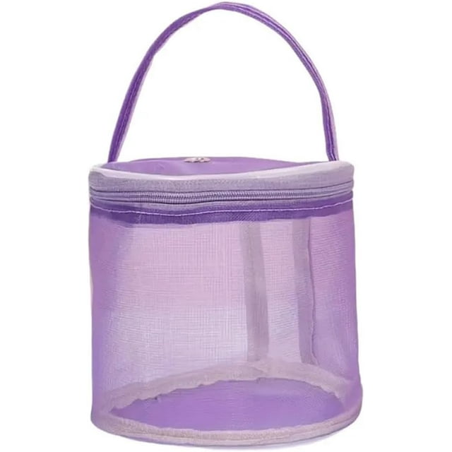 Yarn Storage Organizer Bag, Crochet Kit for Beginners, Yarn Holder, Thread Storage, Knitting Crochet Bag Organizer, Large Capacity Organizers with Spinning Drum Design & Drawstring Lid,purple