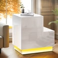 thumbnail image 5 of Dextrus 2-Pack Modern L-Shaped Nightstand with 2 Drawers, Adjustable RGB LED Light, High Gloss, 21.6", 5 of 10