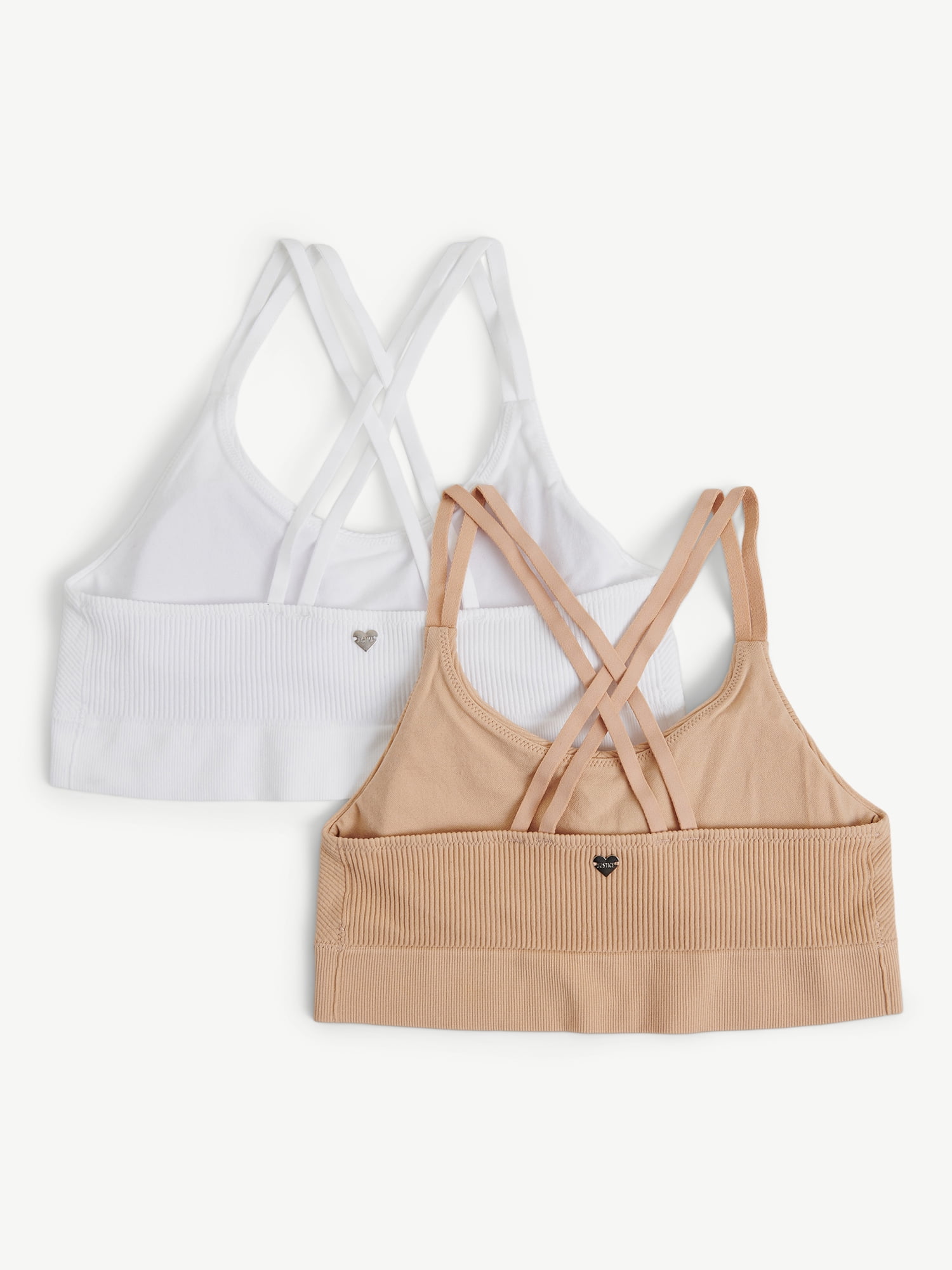 Justice Girls Engineered Seamless Rib Bra, 2-Pack, Sizes 28-38