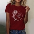 thumbnail image 2 of Tops de Ajuste Suelto para las Mujeres Sudadera Casual Impresa Manga Corta Cuello Redondo Superior, Poliéster, 2 of 5