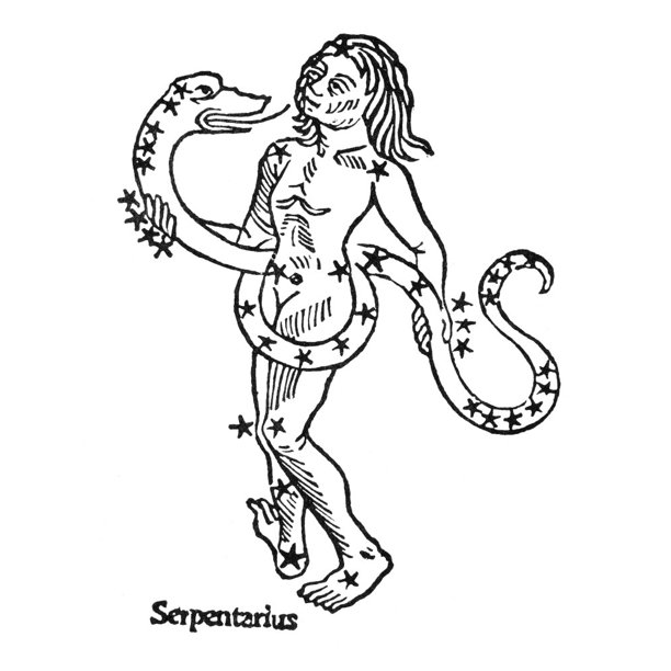 Constellation Ophiuchus. /Npersonification Of Ophiuchus (Serpentarius). Woodcut From Gaius