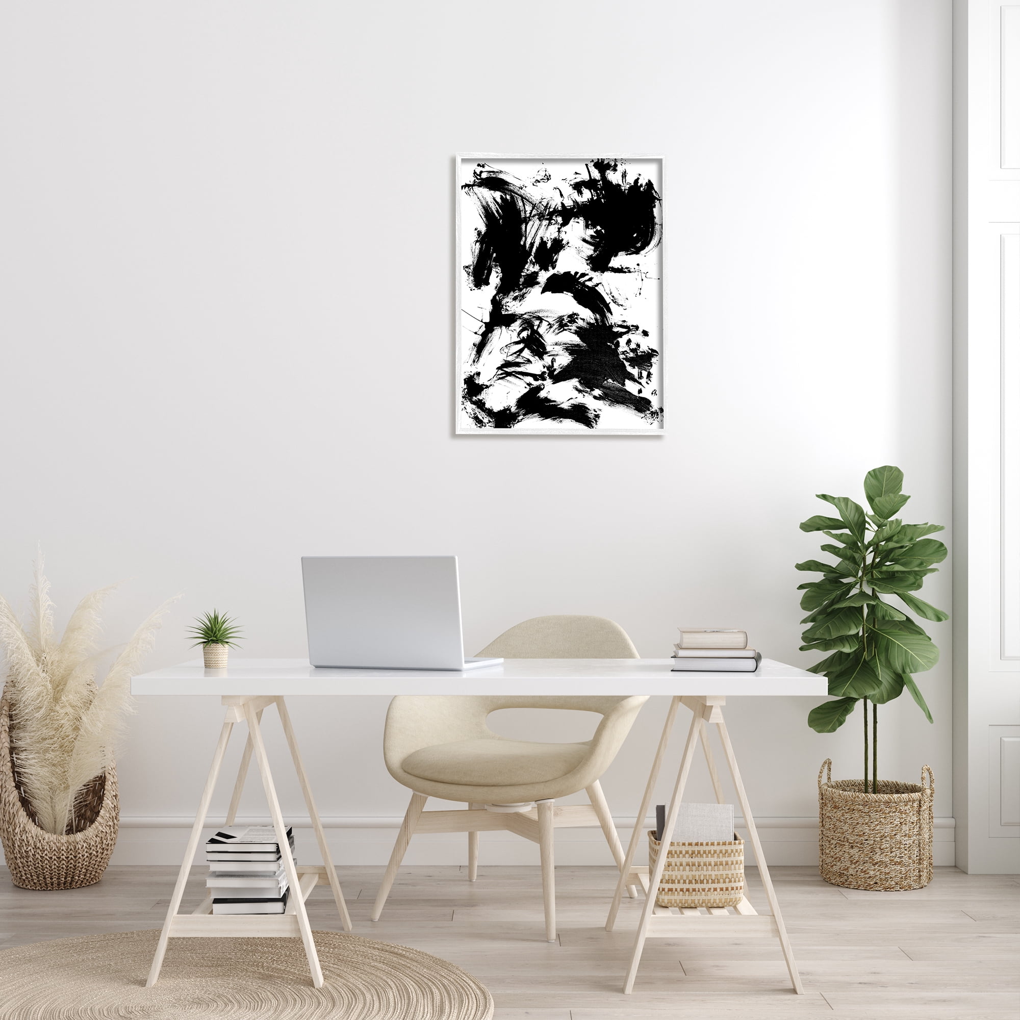 Stupell Indtries Chaotic Black Splattered Paint Abstraction By Movement,24 x 30,Design by Allan Friedlander