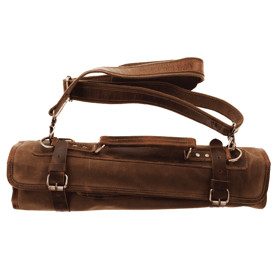 MEAT! Butcher Knife Rollup with 6 Knife Holders, Waxed Leather, For Blade Storage, Organization, and Transport