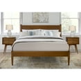 thumbnail image 3 of Camaflexi Mid Century Platform Bed Wood Panel Bed Frame with Headboard, King, Castanho, 3 of 7