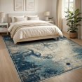 thumbnail image 3 of ODIKA 8'x10' Washable Area Rug Navy Blue Vintage Nautical Compass Design Ocean Theme, Marine Life Treasure Map with Octopus for King Size Bedroom Under Bed, Master Suite, Non-Shedding, Easy Care, 3 of 7