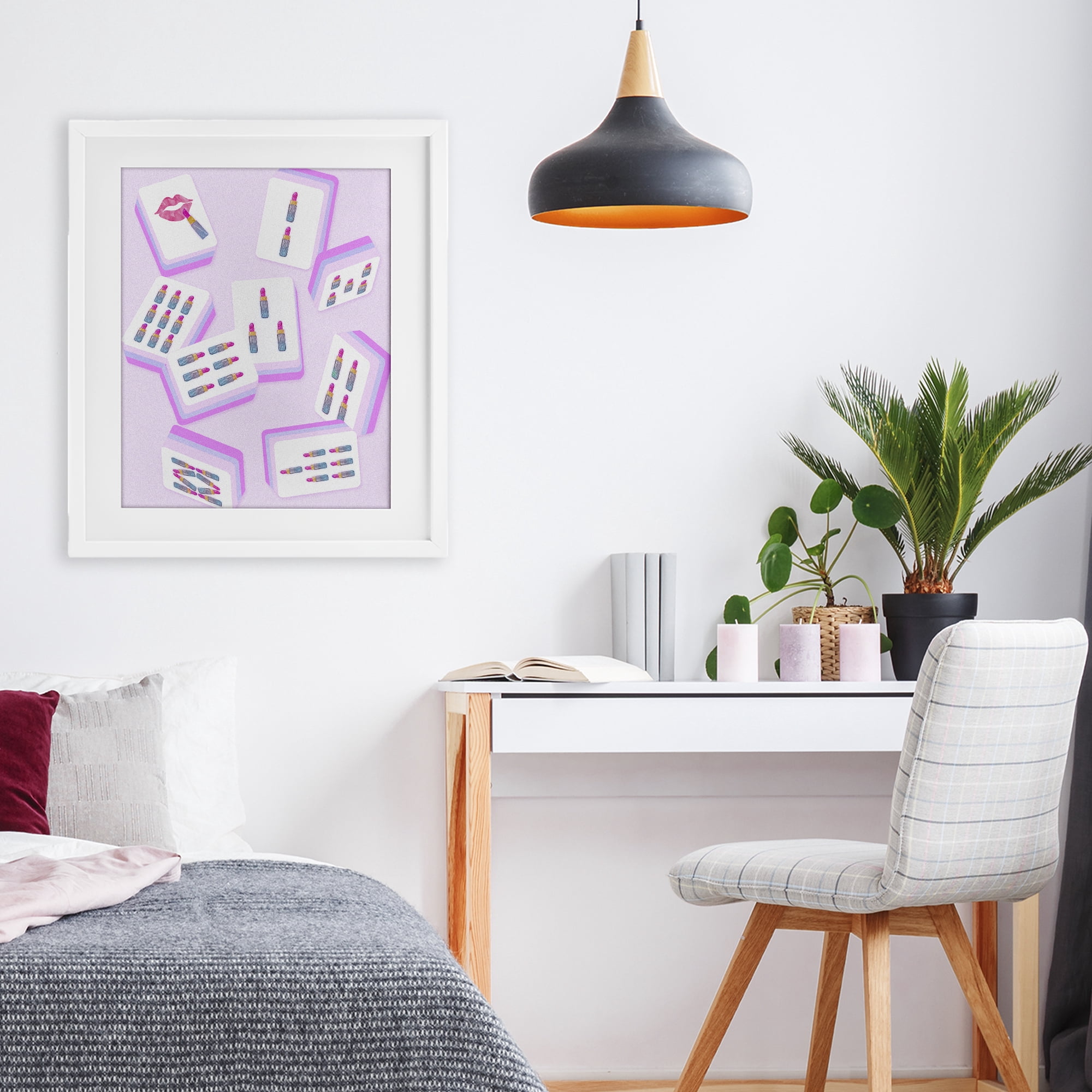 Stupell Industries Glam Lipstick Mahjong Tiles White Framed Print Under Glass, design by Ziwei Li