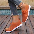 thumbnail image 5 of Domuza Unisex Breathable Hollow Fly Knit Sneakers, Sock Slip On Lace Up Lightweight Flexible Casual Walking Shoes with Two-Tone Non-Slip Outsole Orange 7（EU-38）, 5 of 6