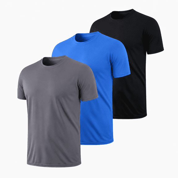 ZBORIBER Quick-Dry Men's Shirts 3-Pack - Moisture Wicking, UPF 50 , Breathable, S-3XL