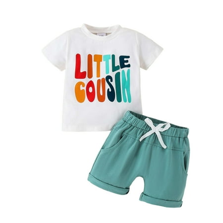 

Toddler Boys Casual Outfit Sets Boys Clothes Short Sleeve Prints T Shirt Tops Shorts Child 2Pc Soft Children s Suit Cute Kids Clothes Green 18-24 Months