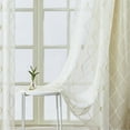 thumbnail image 2 of Topfinel White Sheer Curtains 96 inch Long Geometric Cream Embroidered Diamond Grommet Window Curtains for Living Room Bedroom,Tulle Window Drapes, Light Weight Soft Boho Curtains,54x96 inch,2 Panels, 2 of 7