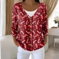 thumbnail image 2 of Women's Fashion Long Sleeve Christmas Snowman Snowflake Print Jacket Cardigan for Holiday Party and Casual Daily Wear,Wine,XL, 2 of 6
