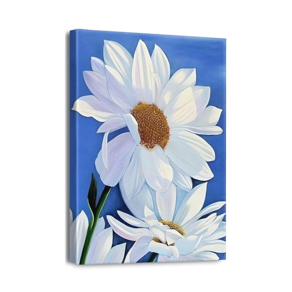 Dicilly Wall Art Indigo Blue Daisy Rustic Flowers Spring Floral (1) Funny Pictures Canvas Print Country Bathroom Sign Artwork Home Decor 12x16in