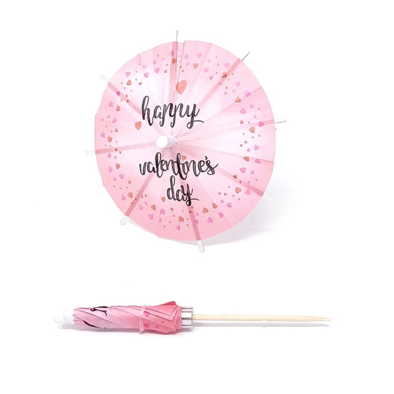 Happy Valentines Day Paper Drink Umbrella: Tiki Luau Party Decor (20/Bag)