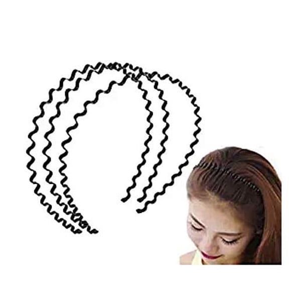 LASSUM 3 Piezas Unisex Negro Primavera Ondulado Aro para el Cabello Banda Aro de Metal Banda para el Cabello Chica Hombre Accesorio para la Cabeza
