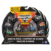 Monster Jam Mini Exclusive Vehicle Trucks, 10-Pack Grave Digger, El Toro Loco, Dragon, Megalodon and Many More