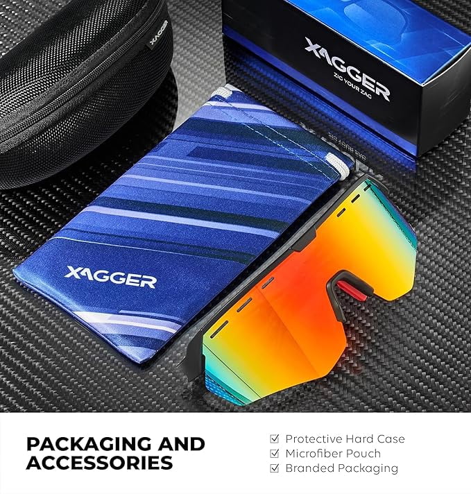 Xagger Sport Shield Sunglasses for Men Women Cycling Running Baseball UV400 Sun Glasses Wrap Around TR90 Frame