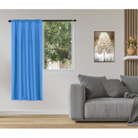 Gorgeous Home Linen 1-Piece 70% Blackout Rod Pocket Solid Window Curtain Panel With Lined Backing 35" X 63" R64 Royal Blue