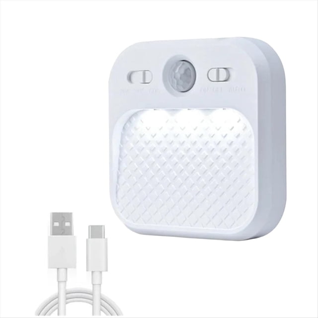 Luz LED con Sensor de Movimiento, Lámpara de Pared Magnética Recargable por USB, 3 Modos de Color.