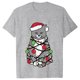 thumbnail image 1 of Camiseta con luces navideñas para mujer, camisetas con estampado gráfico de gato bonito, camisetas de manga corta, ropa de calle divertida, camiseta de marca, ropa femenina, 1 of 5